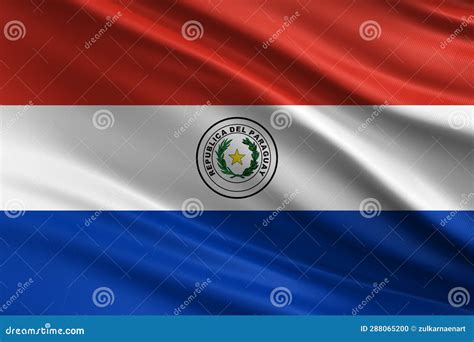 Paraguay Flag with Fabric Texture, Official Colors, 3D Illustration ...