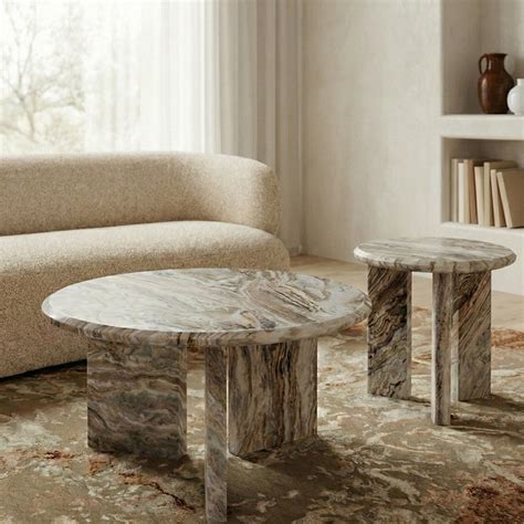 Buy Sawar Marble Aitry and Miggo Coffee Table Set Of 2 Table - All Online