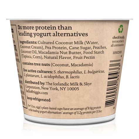 Siggi's Plant-Based Coconut Blend Peach Yogurt - Shop Yogurt at H-E-B