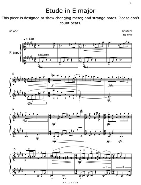 Etude in E major - Sheet music for Piano