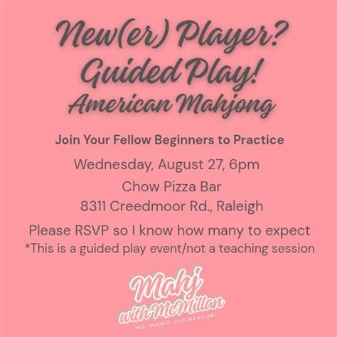 American Mahjong Guided Play (not a teaching session) at Chow Pizza Bar ...