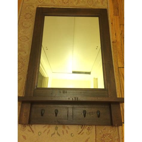 Pottery Barn Entryway Mirror with Hooks - AptDeco