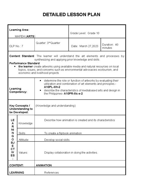 Image result for Animation Lesson Plan