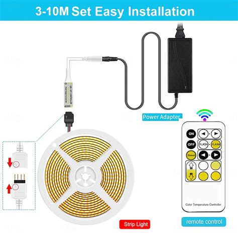 COB LED Strip Light White CCT 608LED/M Ultra Bright 10-33 ft Dimmable ...