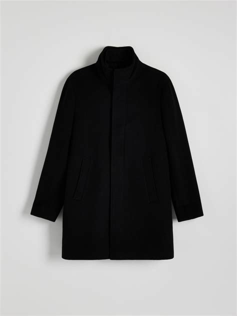 Sobretudo em mistura de lã Cor PRETO - RESERVED - 482BK-99X