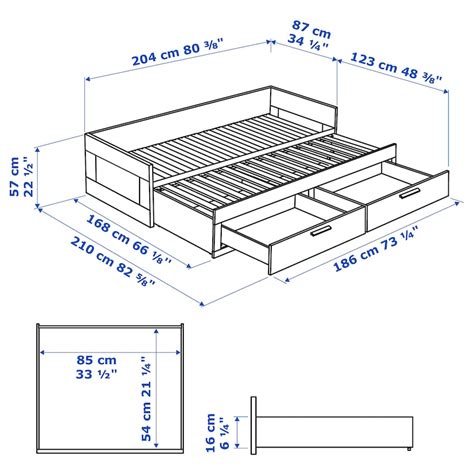 BRIMNES day-bed frame with 2 drawers, white, 80x200 cm (311/2x783/4 ...