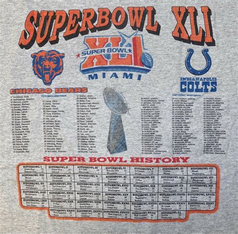 Indianapolis Colts vs. Chicago Bears XLI 2007 Adult T-Shirt | #2013085634