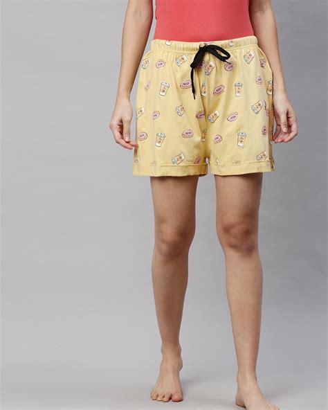 Buy Women's Yellow Printed Shorts for Women Yellow Online at Bewakoof