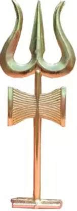 KRITI CREATION Home made metal golden trishul with damroo for pooja ...