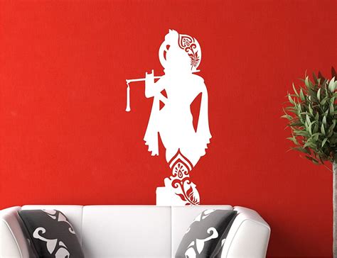 Buy Wall Guru Lord Krishna White Wall Decal and Sticker Vinyl Wall ...