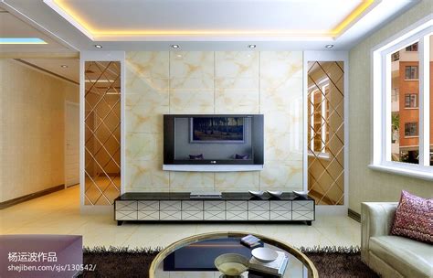 现代风格客厅瓷砖电视墙装修效果图 – 设计本装修效果图