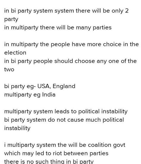 3 diffrence between multiparty and two-party system? - Brainly.in