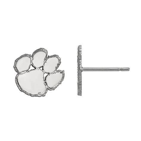 LogoArt 10k White Gold Clemson Tigers XS Post Earrings