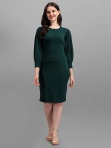 PURVAJA Women Bodycon Green Knee Length Dress - Buy PURVAJA Women ...