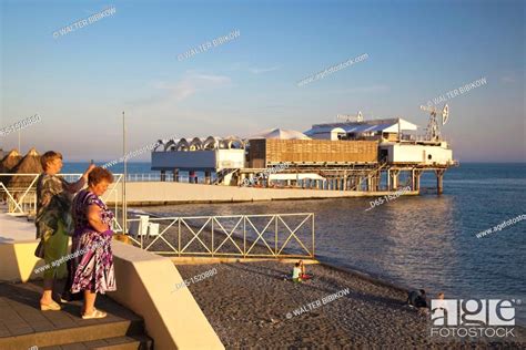 Russia, Black Sea Coast, Sochi, Lighthouse Beach, Platform nightclub ...