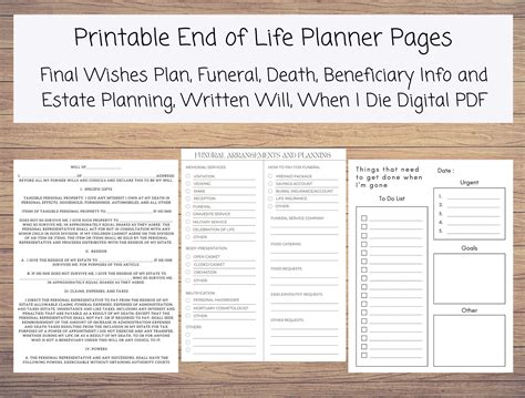End Of Life Planner Template - prntbl.concejomunicipaldechinu.gov.co