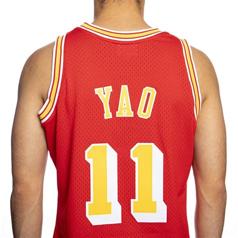 Mitchell & Ness Houston Rockets #11 Yao Ming university red Swingman ...