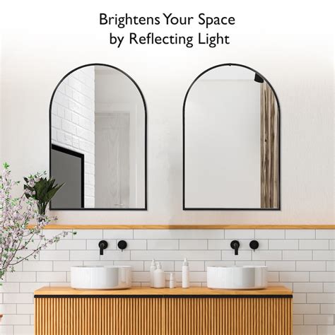 Design House 20-in x 30-in Framed Arch Bathroom Vanity Mirror (Matte ...
