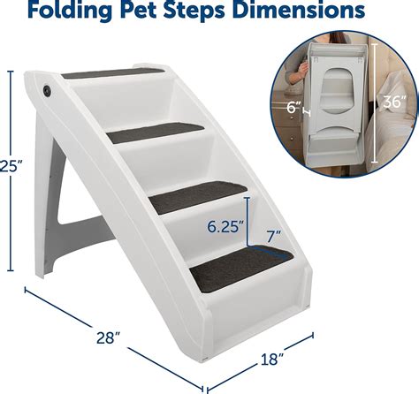 PetSafe CozyUp Folding Dog Stairs for High Beds - Pet Stairs for Indoor ...