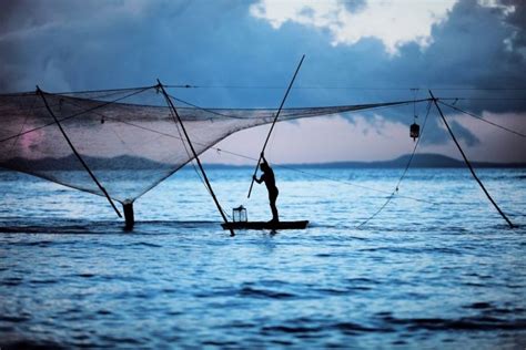 白天在海湾工作的渔民高清图片下载-正版图片502072015-摄图网