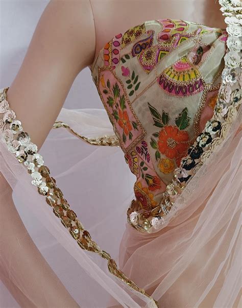 Powder Pink Lace Border Net Saree – Peepal Clothing