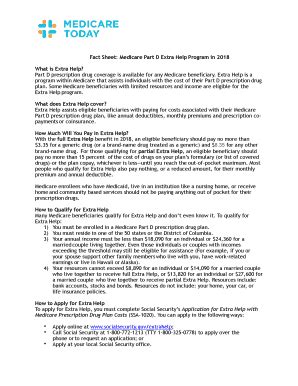 Fillable Online Fact Sheet: Medicare Part D Extra Help Program in 2018 ...