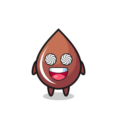 Cute chocolate drop character with hypnotized eyes | Premium Vector