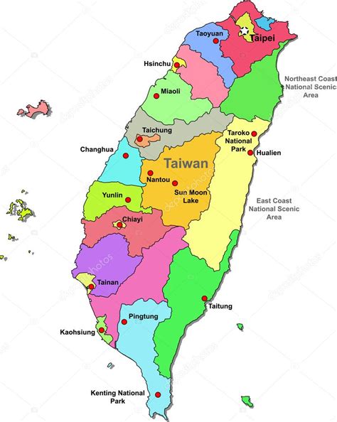 颜色矢量台湾地图 — 图库矢量图像© DylanBZ #3608599