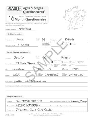 Ages & Stages Questionnaire 16 Month Form - Fill Out, Sign & Share ...