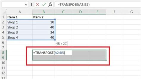 Image result for Matrix Transpose Excel