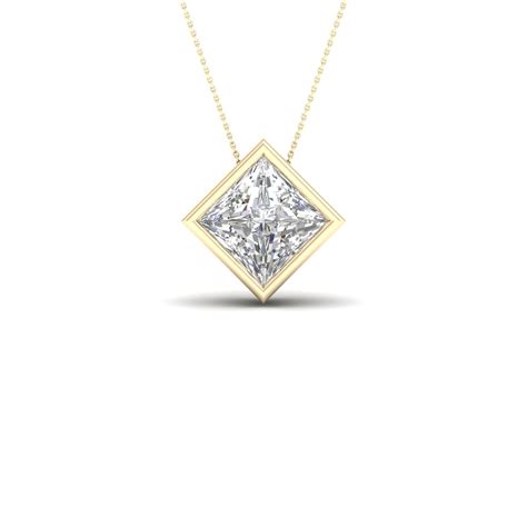 1 1/2 ctw Princess Bezel Set Solitaire Pendant