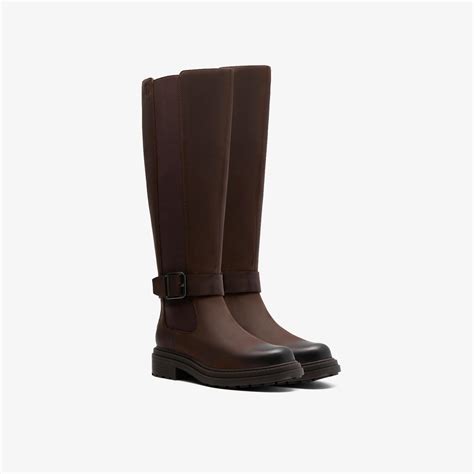 Womens Orinoco 3 Tall Dark Brown Leather Knee High Boots | Clarks
