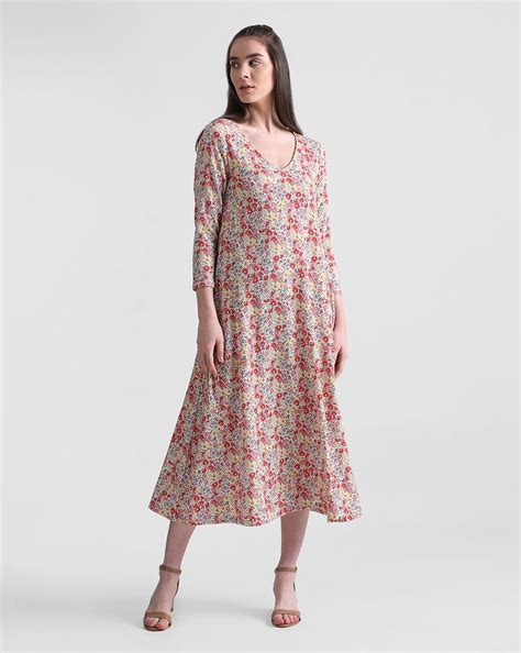 Lavender Floral Print Midi Dress