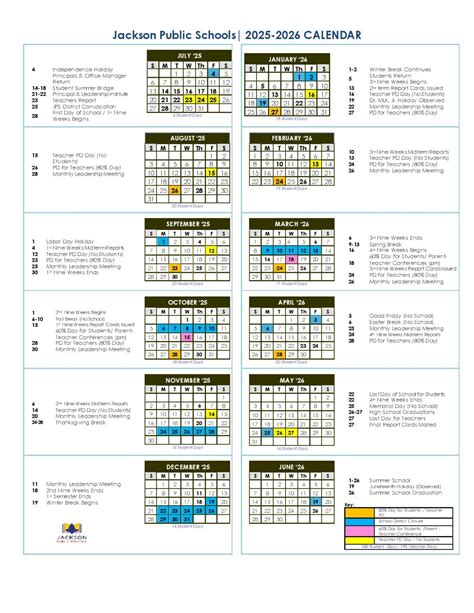 Jackson Public Schools Calendar 2025-2026 in PDF - School Calendar Info