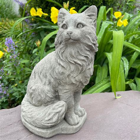 Concrete Cat Garden Statue Large 11 Outdoor Decor Cement Statuary Stone ...