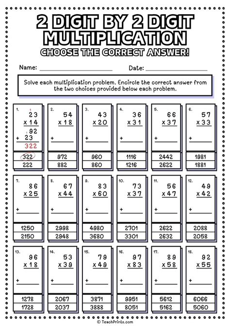 Image result for Multiplication Answersheet