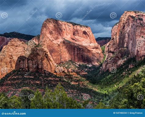 Kolob Canyons and Cloudy Sky in Zion National Park Stock Photo - Image ...