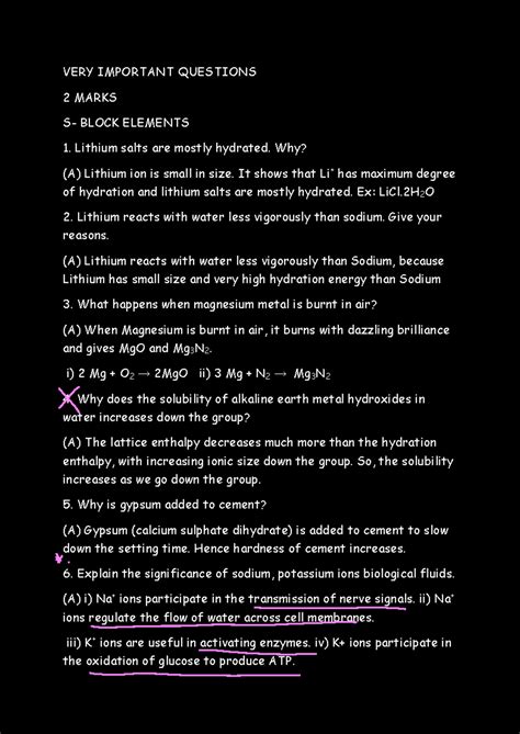 Chemistry Important Questions for Exam Preparation (CHEM 101) - Studocu
