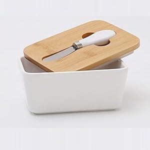 Buy Panihari Ceramic Butter Dish with Wooden Lid, Large Butter ...