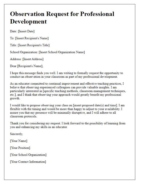 Image result for Example of Letter for Observation