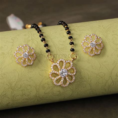 Flower Designer AD Mangalsutra Tanmaniya Pendant