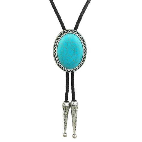 Buy SELOVO Genunie Leather Bolo Tie for Men Native Western Turquoise ...