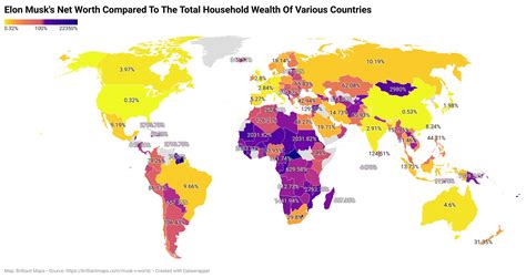 Elon Musk's Net Worth Compared To The Total Household Wealth Of Various Countries - Brilliant Maps