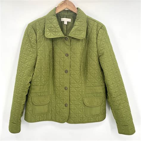 Laura Ashley Green Quilted Jacket Women's Size XL Sna… - Gem