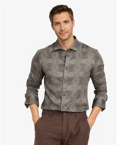 Rare Rabbit Men Steno Dark Olive Full Sleeve Regular Fit Shirt