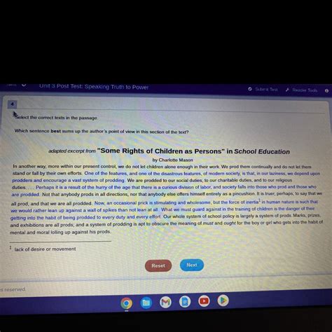 Select the correct texts in the passage. Which sentence best sums up ...