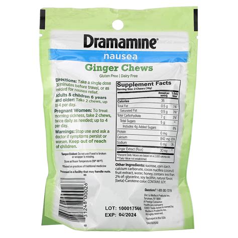 Dramamine, Nausea, Ginger Chews, Lemon, Honey, Ginger , 20 Soft Chews