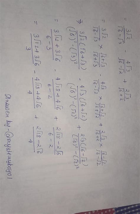 Three root two upon root six minus root 3-4 root three upon root six ...
