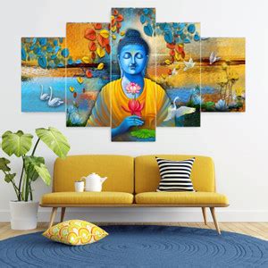 Masstone Lord Buddha Spiritual Religious 5 Piece Panel MDF Painting ...