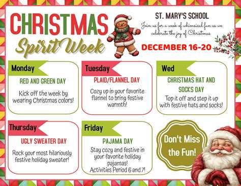 Spirit Week - December 16-20 | St. Mary's School
